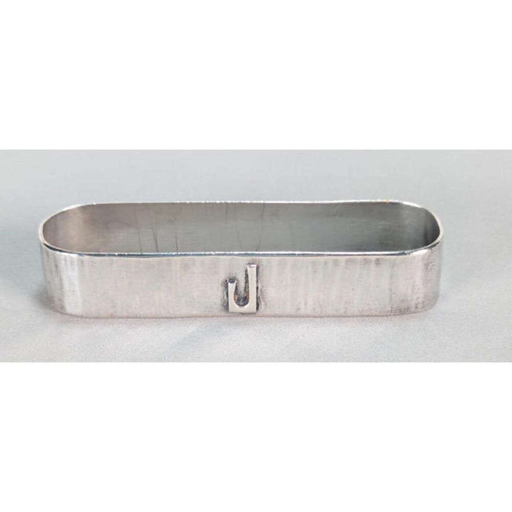 Antique Victorian Solid Silver Napkin Ring Applied Monogram J Strap Style 19th C